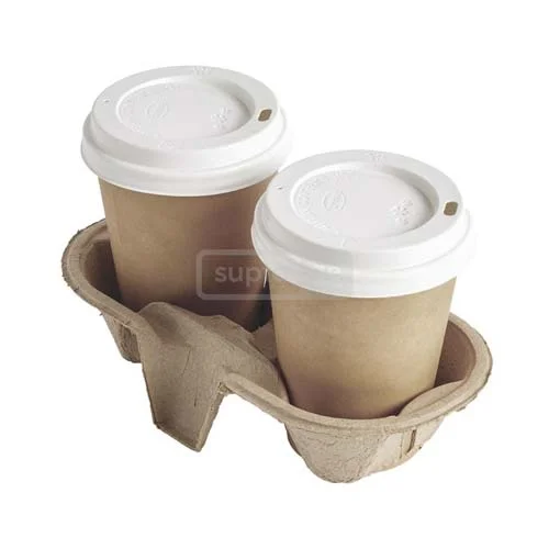 Cardboard cup holder with two compartments